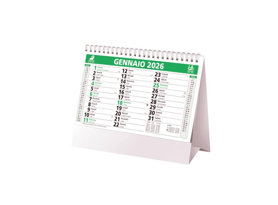 Calendario 2026 da tavolo mensile bicolore, 13 fogli su carta patinata opaca FullGadgets.com