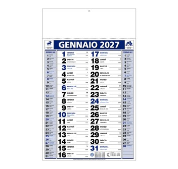 Calendario 2027 da muro mensile bicolore, 12 fogli, su carta patinata, termosaldato FullGadgets.com