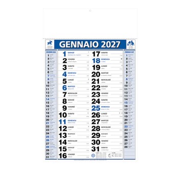 Calendario 2027 da muro mensile bicolore, 12 fogli, su carta patinata, termosaldato FullGadgets.com