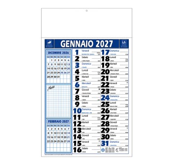 Calendario 2027 da muro mensile bicolore, 12 fogli, su carta patinata, termosaldato FullGadgets.com