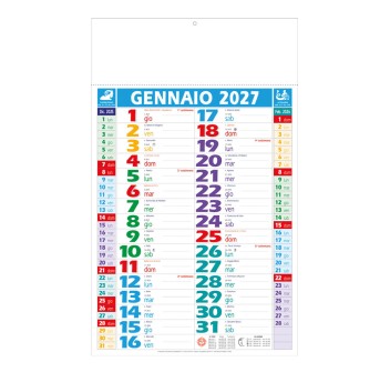 Calendario 2027 da muro mensile multicolore, 12 fogli, su carta patinata, termosaldato FullGadgets.com