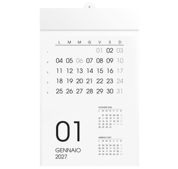 Calendario 2027 da parete mensile, 12 mesi, su cartoncino bianco, termosaldato FullGadgets.com