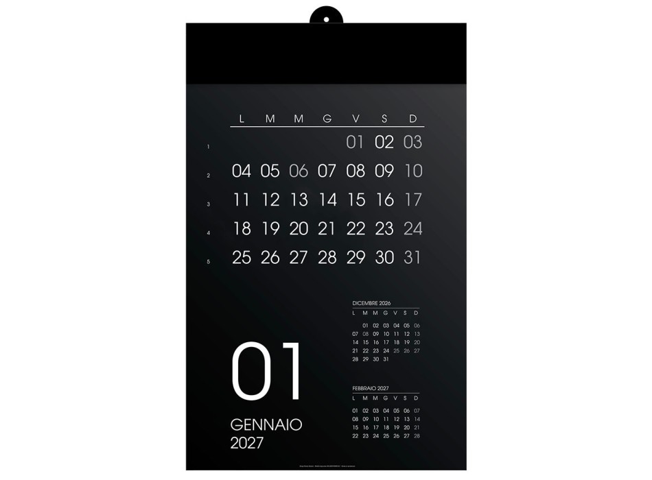 Calendario 2027 da parete mensile, 12 mesi, su cartoncino nero, termosaldato FullGadgets.com