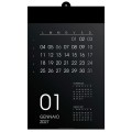 Calendario 2026 da parete mensile, 12 mesi, su cartoncino nero, termosaldato