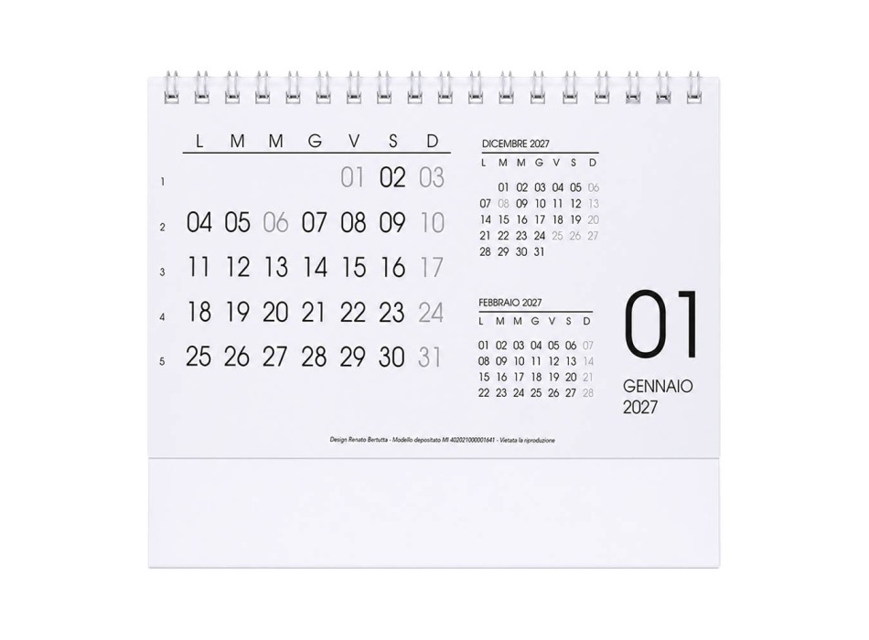 Calendario 2027 da tavolo mensile, 13 fogli FullGadgets.com