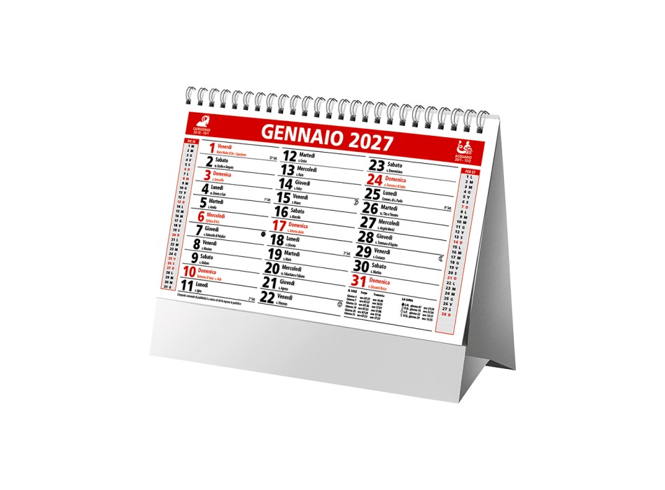 Calendario 2027 da tavolo mensile bicolore, 13 fogli su carta patinata opaca FullGadgets.com