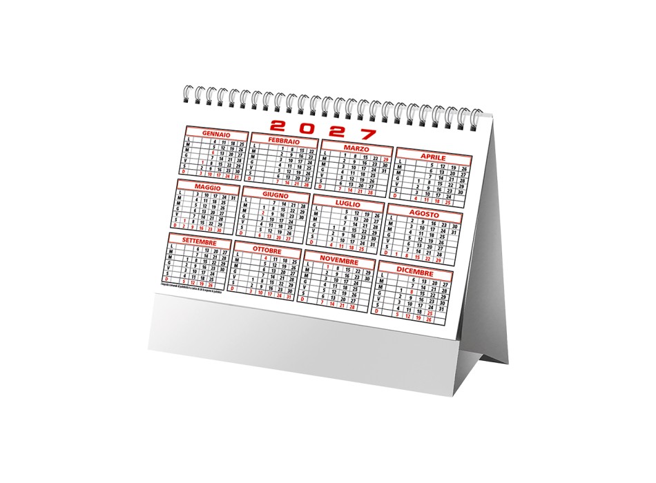 Calendario 2027 da tavolo mensile bicolore, 13 fogli su carta patinata opaca FullGadgets.com