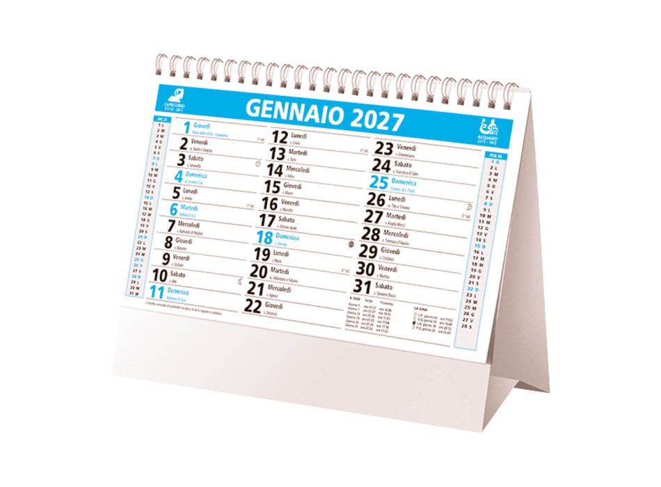 Calendario 2027 da tavolo mensile bicolore, 13 fogli su carta patinata opaca FullGadgets.com