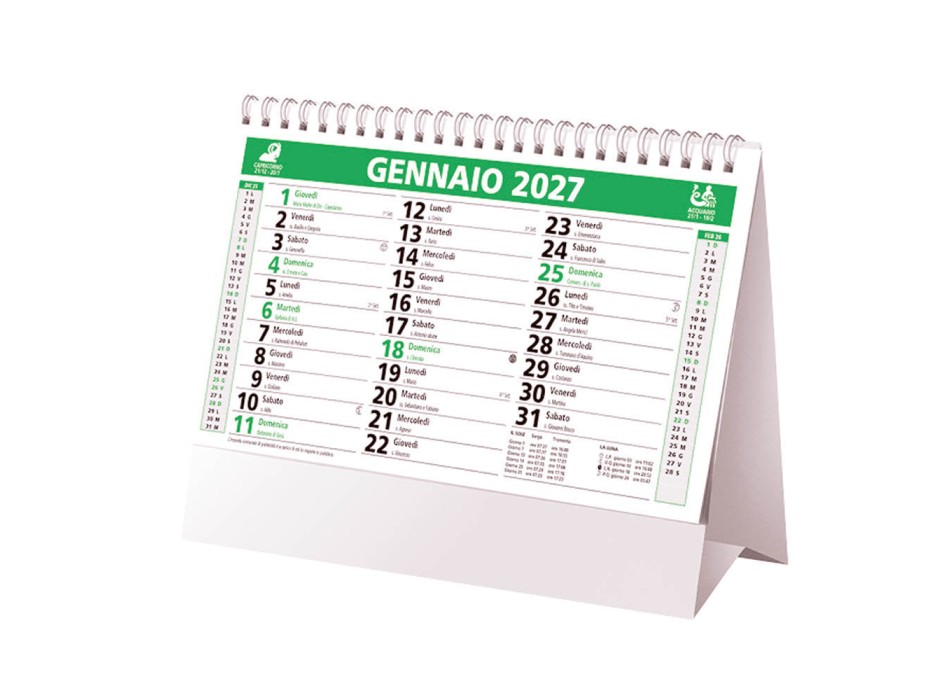 Calendario 2027 da tavolo mensile bicolore, 13 fogli su carta patinata opaca FullGadgets.com
