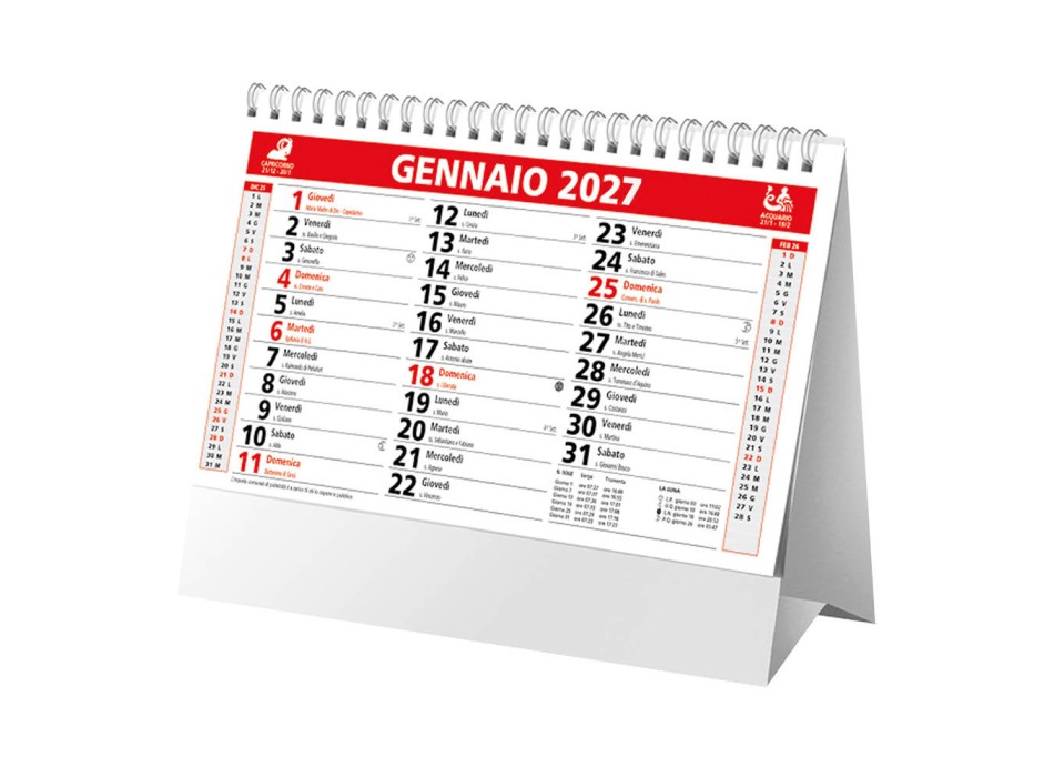 Calendario 2027 da tavolo mensile bicolore, 13 fogli su carta patinata opaca FullGadgets.com
