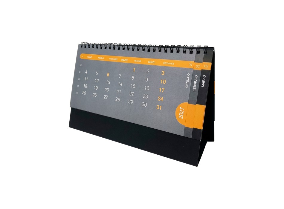 Calendario 2027 da tavolo mensile in cartoncino nero da 300 g/m2 FullGadgets.com