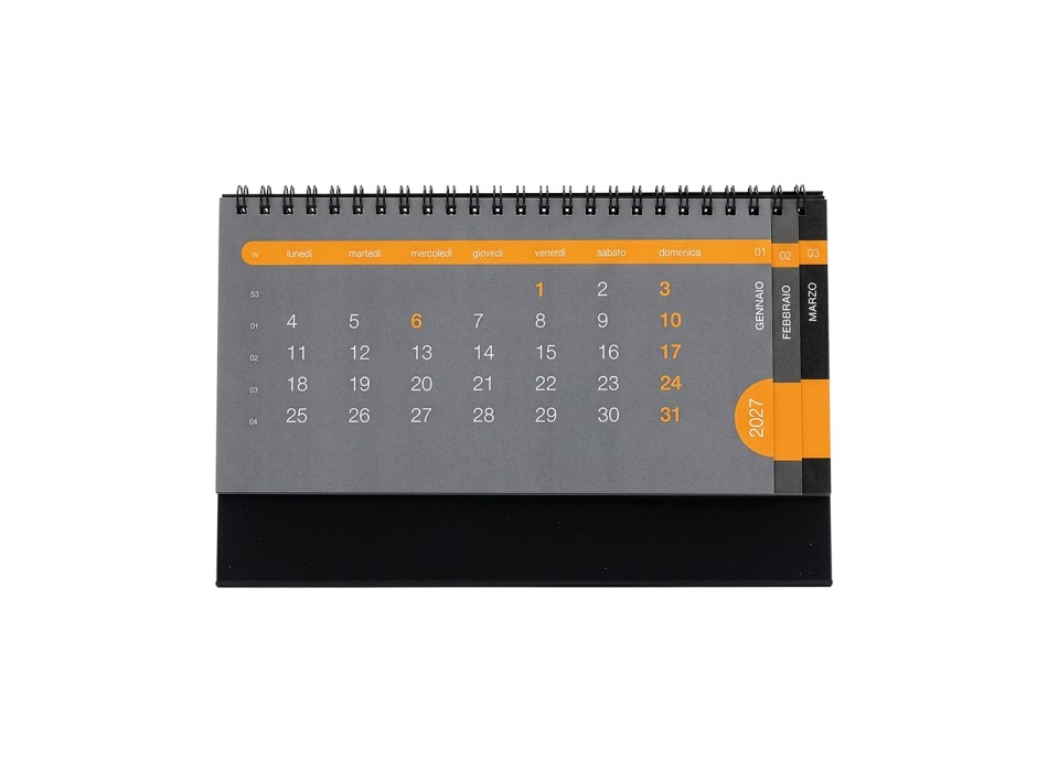 Calendario 2027 da tavolo mensile in cartoncino nero da 300 g/m2 FullGadgets.com