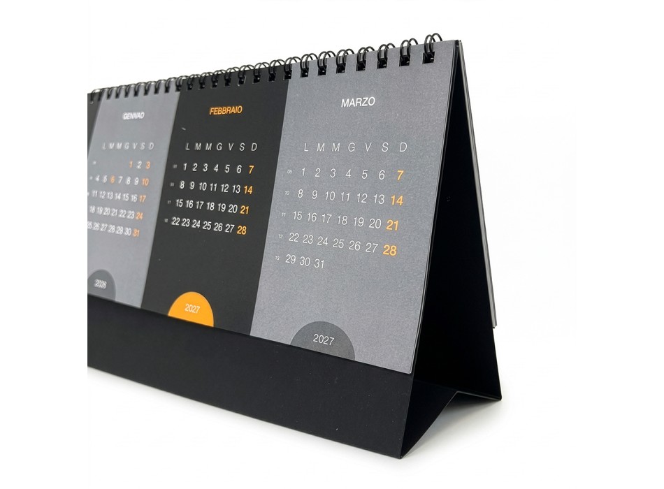 Calendario 2027 da tavolo mensile in cartoncino nero da 300 g/m2 FullGadgets.com
