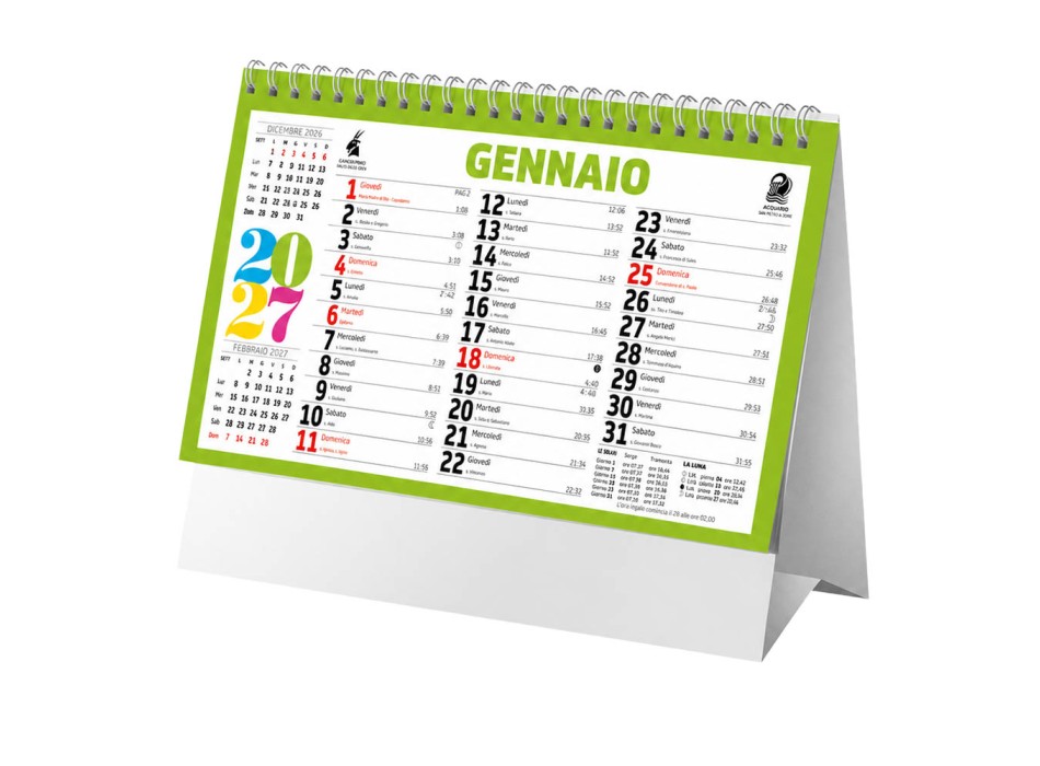 Calendario 2027 da tavolo mensile multicolore, 13 fogli su carta patinata opaca FullGadgets.com