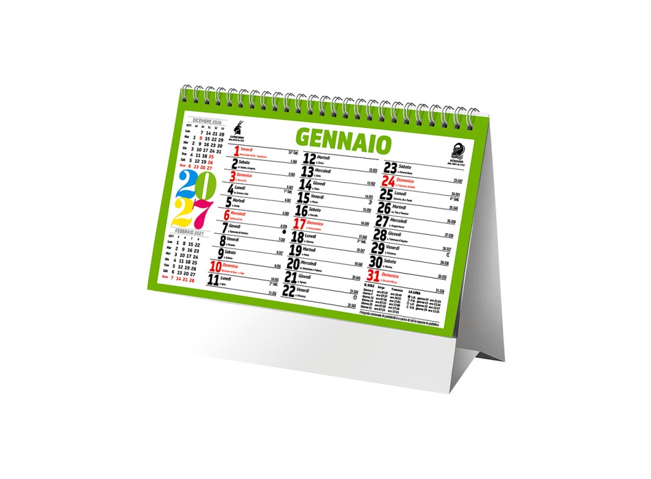 Calendario 2027 da tavolo mensile multicolore, 13 fogli su carta patinata opaca FullGadgets.com