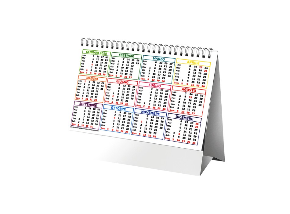 Calendario 2027 da tavolo mensile multicolore, 13 fogli su carta patinata opaca FullGadgets.com