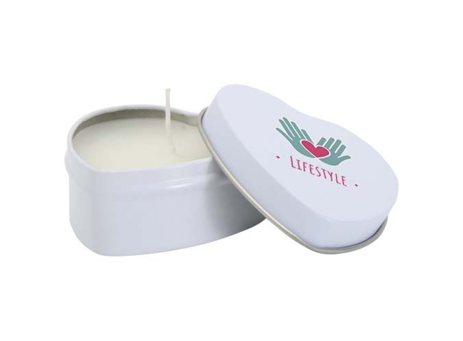 Candela in scatola di latta a forma di cuore all'aroma di vaniglia Blissful FullGadgets.com