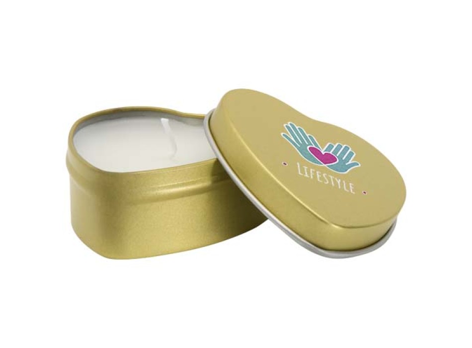 Candela in scatola di latta a forma di cuore all'aroma di vaniglia Blissful FullGadgets.com