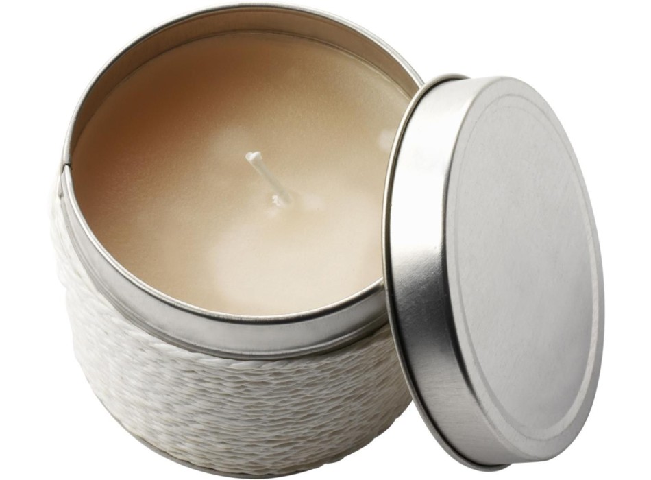 Candela profumata in scatola di metallo rivestita in corda Zora FullGadgets.com