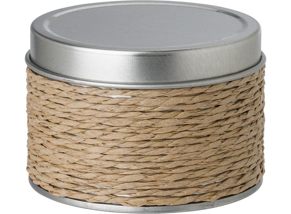 Candela profumata in scatola di metallo rivestita in corda Zora FullGadgets.com