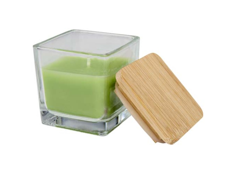 Candela quadrata in vetro con coperchio in bambù Ambra FullGadgets.com