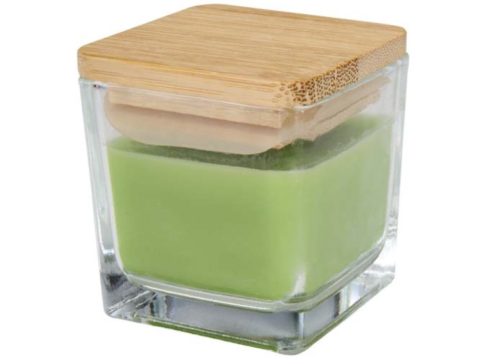 Candela quadrata in vetro con coperchio in bambù Ambra FullGadgets.com
