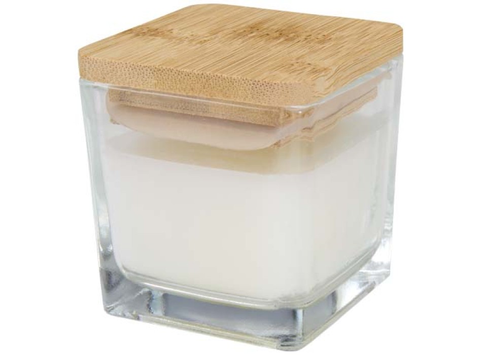 Candela quadrata in vetro con coperchio in bambù Ambra FullGadgets.com