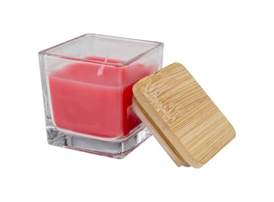 Candela quadrata in vetro con coperchio in bambù Ambra FullGadgets.com
