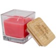 Candela quadrata in vetro con coperchio in bambù Ambra FullGadgets.com