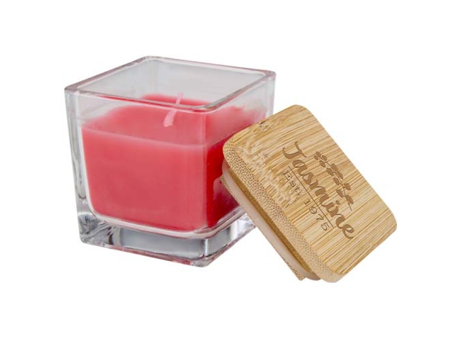 Candela quadrata in vetro con coperchio in bambù Ambra FullGadgets.com
