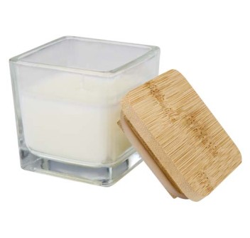 Candela quadrata in vetro con coperchio in bambù Ambra FullGadgets.com