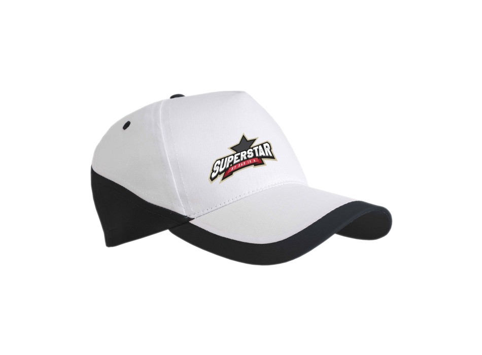 Cappellino in cotone, 5 pannelli, base bianca e bordi colorati FullGadgets.com