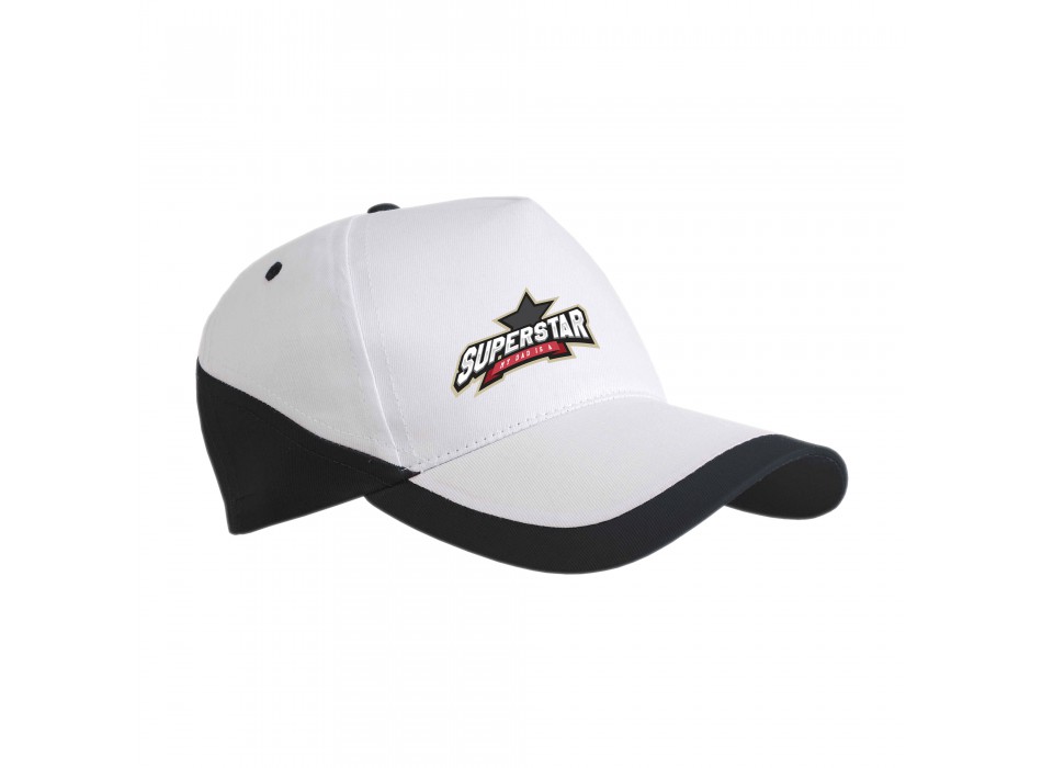 Cappellino in cotone, 5 pannelli, base bianca e bordi colorati FullGadgets.com