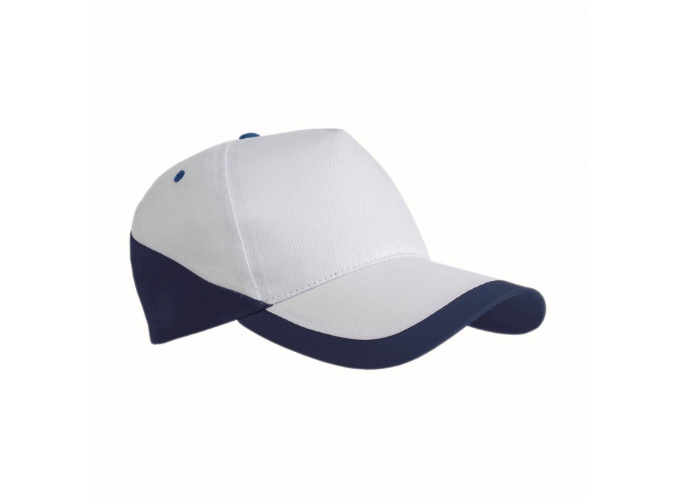 Cappellino in cotone, 5 pannelli, base bianca e bordi colorati FullGadgets.com