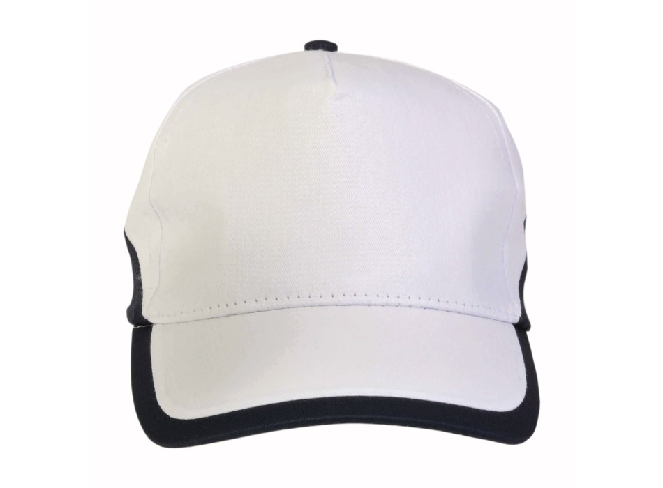 Cappellino in cotone, 5 pannelli, base bianca e bordi colorati FullGadgets.com