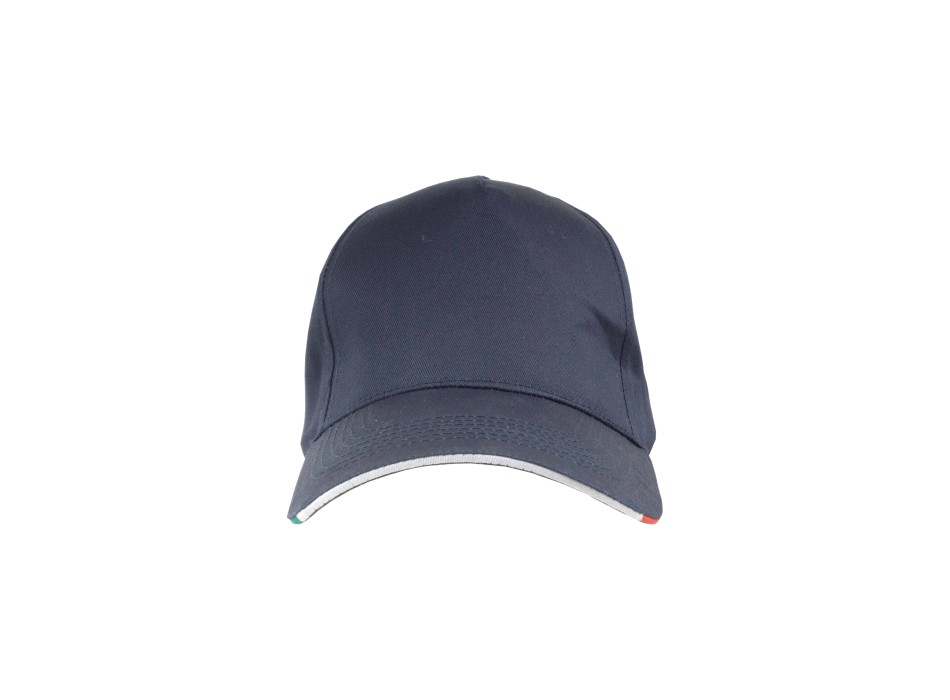 Cappellino in cotone, 5 pannelli con profilo e ricamo tricolore FullGadgets.com