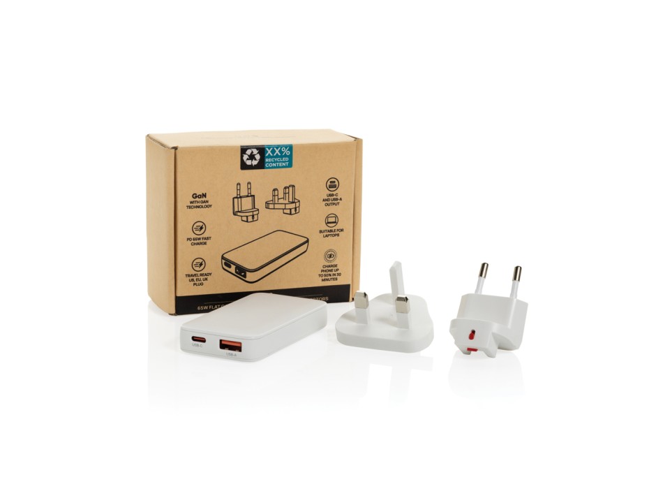 Caricabatterie sottile Fluxo 65W GAN con conettori RCS FullGadgets.com