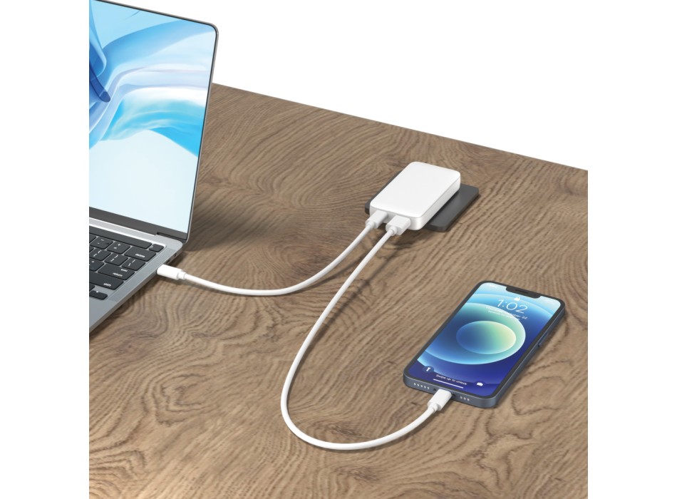 Caricabatterie sottile Fluxo 65W GAN con conettori RCS FullGadgets.com
