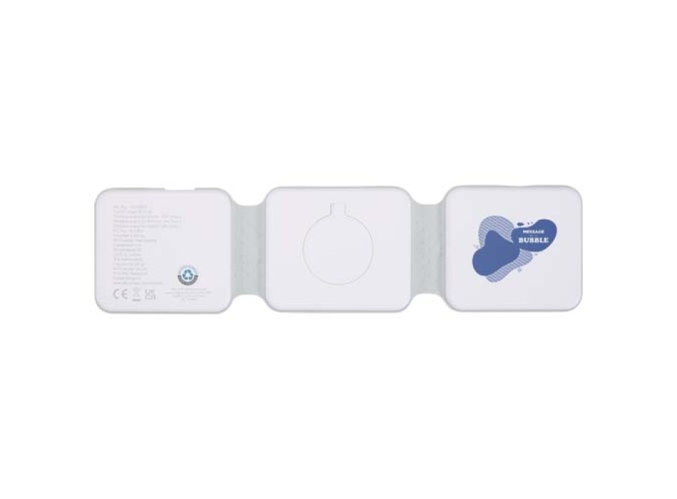 Caricabatterie wireless 3 in 1 da 15 W pieghevole in plastica riciclata Armus FullGadgets.com