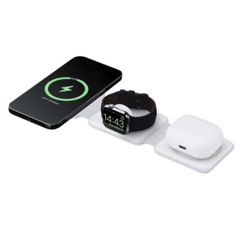 Caricabatterie wireless 3 in 1 da 15 W pieghevole in plastica riciclata Armus FullGadgets.com