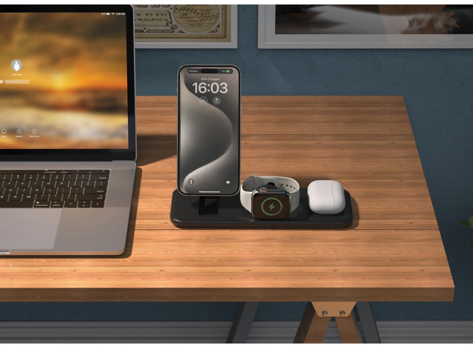 Caricatore magnetico 15W 3 in 1 Urban Vitamin Torrance RCS FullGadgets.com