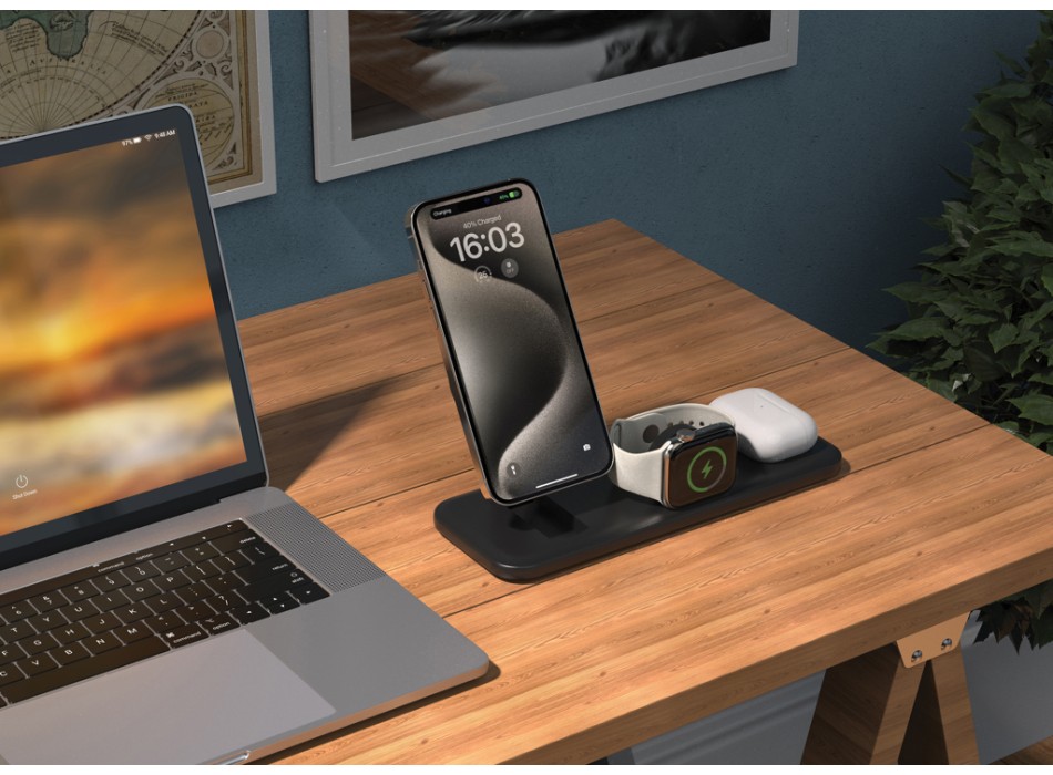 Caricatore magnetico 15W 3 in 1 Urban Vitamin Torrance RCS FullGadgets.com