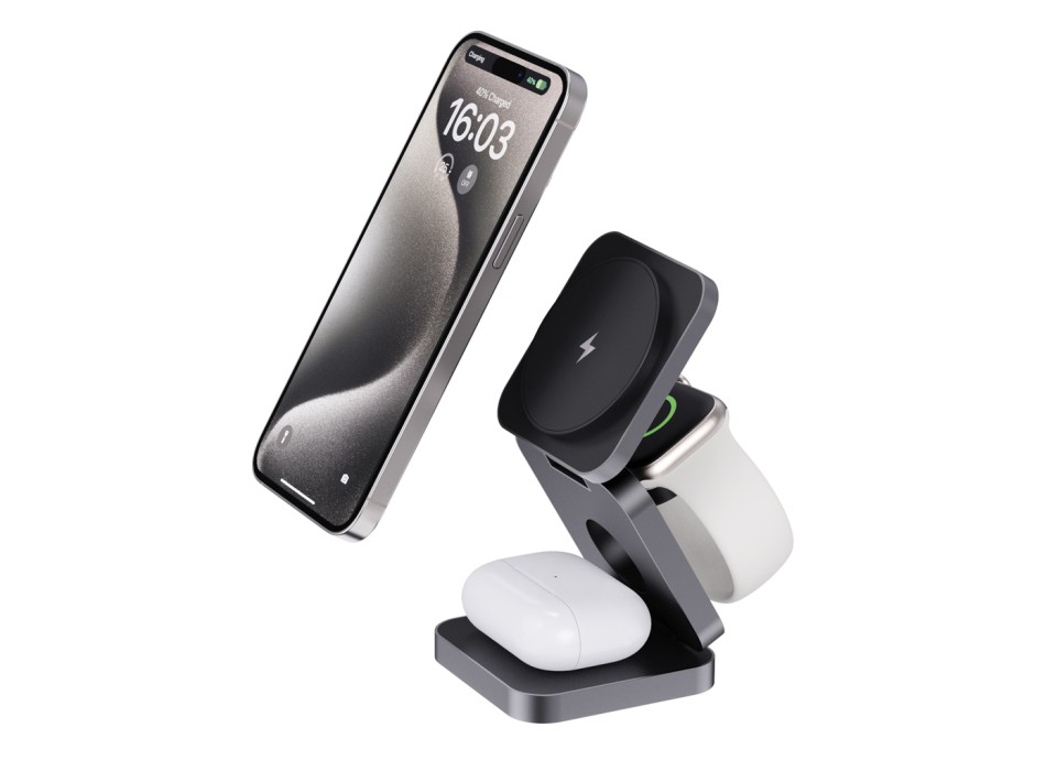 Caricatore pieghevole 15W 3in1 Terra in alluminio riciclato FullGadgets.com