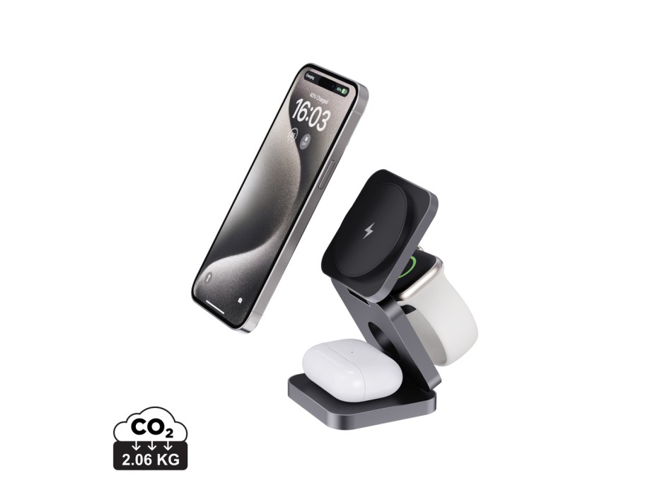 Caricatore pieghevole 15W 3in1 Terra in alluminio riciclato FullGadgets.com