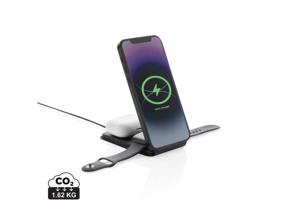 Caricatore wireless 3 in 1 15W Swiss Peak in rPlastica FullGadgets.com