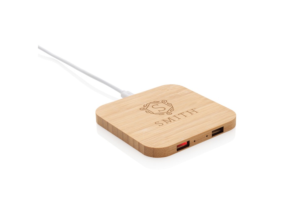 Caricatore wireless 5W in bambù con USB FullGadgets.com