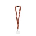 CARLISLE. Lanyard in poliestere stampato a sublimazione con moschettone, chiusura di sicurezza e porta carte rigido