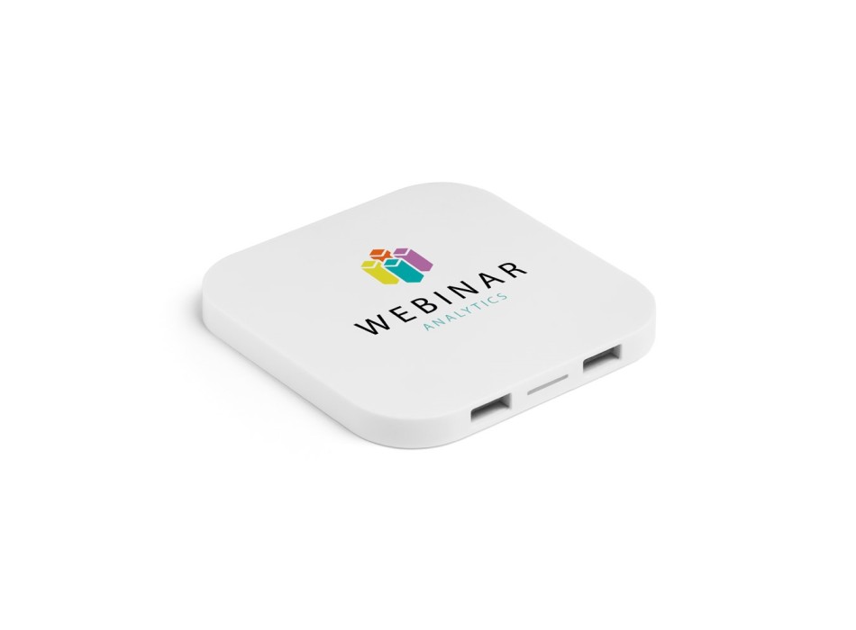CAROLINE. Caricatore wireless superveloce da 15 W con HUB 2 porte USB-A in ABS riciclato (60% rABS) FullGadgets.com