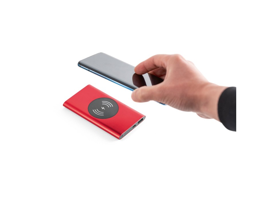 CASSINI. Power bank da 4'000 mAh con caricatore wireless da 5W in alluminio riciclato (100% rAL) FullGadgets.com