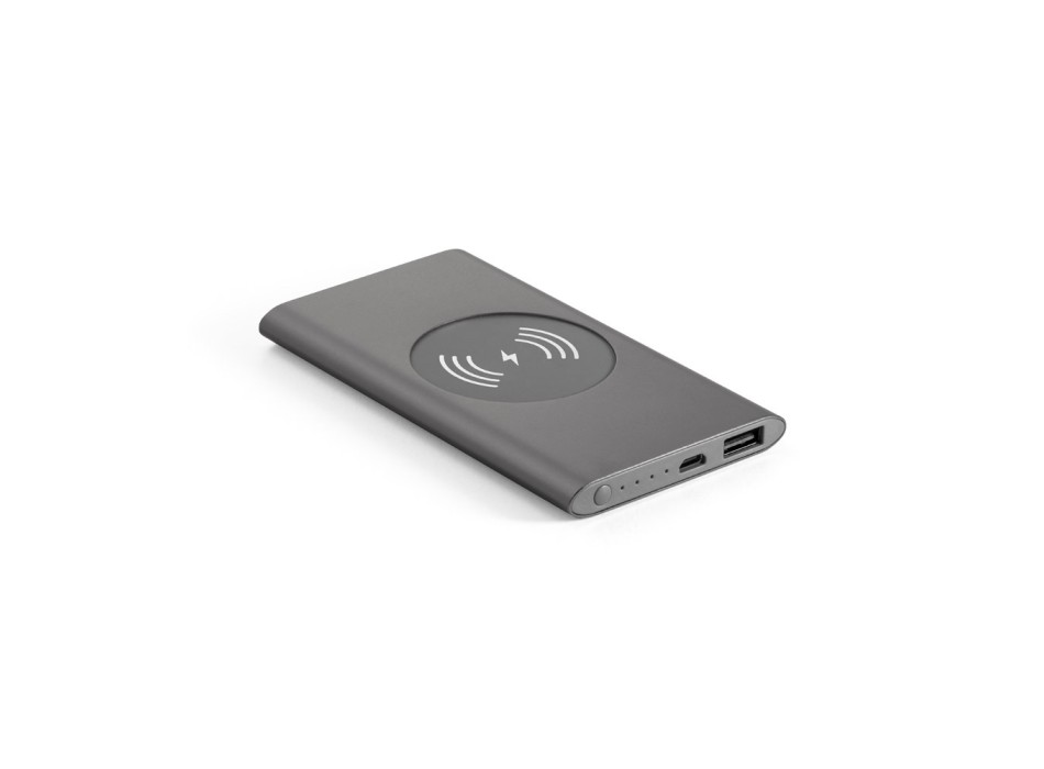 CASSINI. Power bank da 4'000 mAh con caricatore wireless da 5W in alluminio riciclato (100% rAL) FullGadgets.com